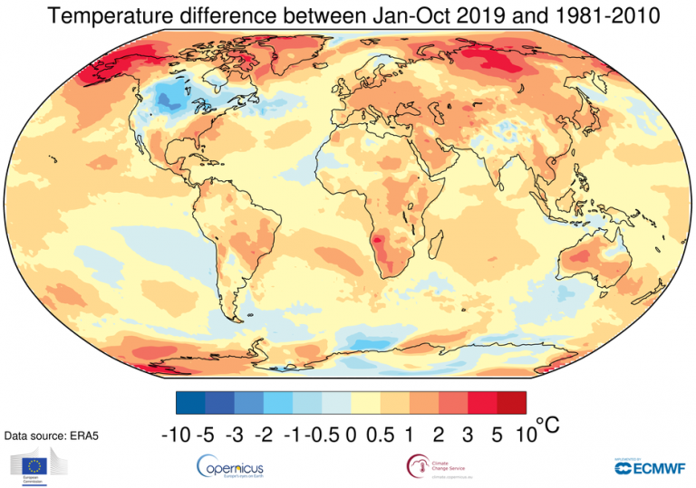 2019 conclui uma década de calor global excepcional e clima de alto impacto, diz relatório da WMO