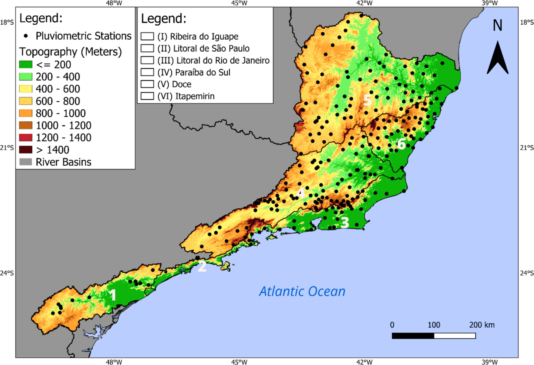 Estudo investiga a climatologia, tendências observadas e projeções futuras dos extremos de precipitação na Bacia Hidrográfica do Sudeste do Atlântico.